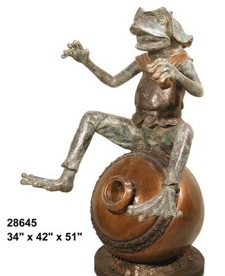 Bronze Frog Sitting on Jar - Click Image to Close